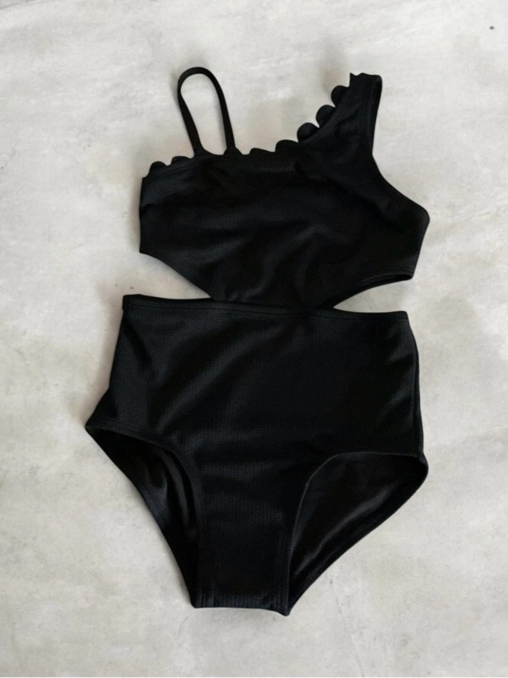 Buy 1 get 1 50% off 
One-Shoulder Black Cutout Swimsuit